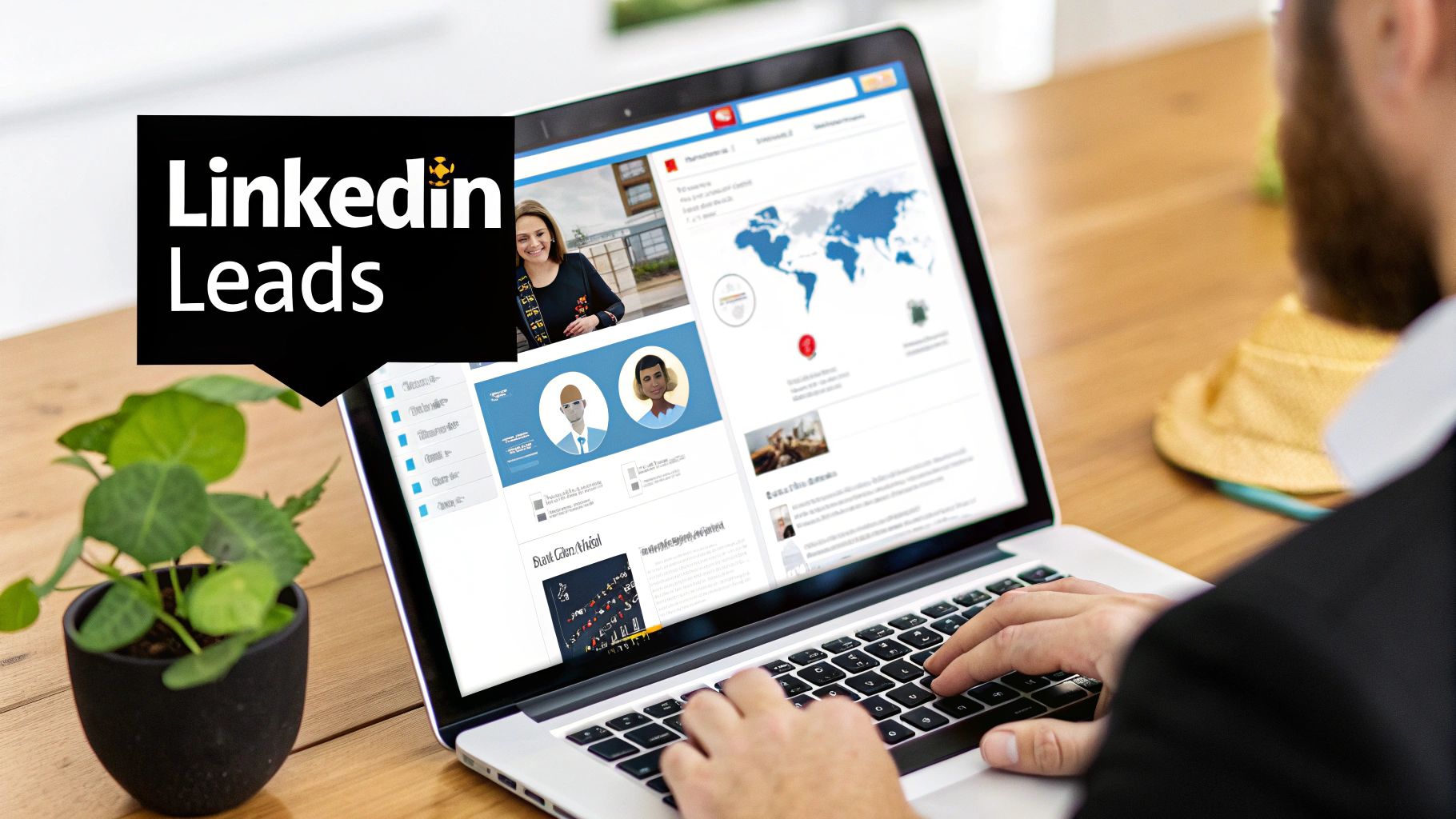 A laptop screen showing a LinkedIn profile, signifying its importance in B2B marketing.