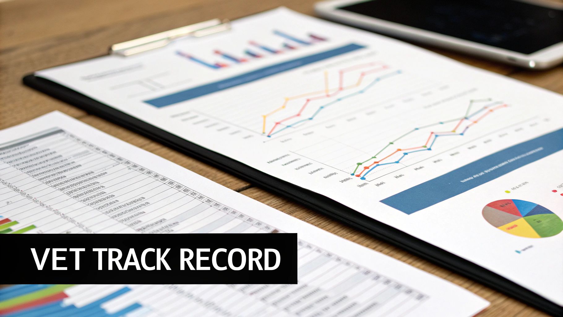 A magnifying glass hovering over a computer screen showing performance charts and graphs.