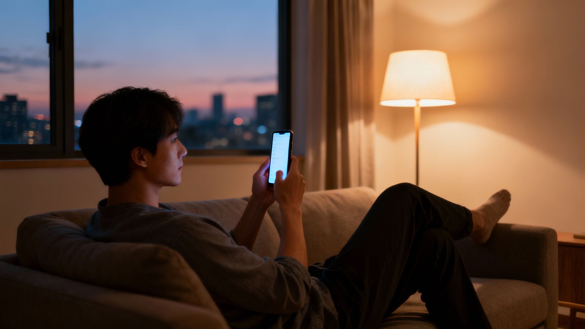 A group of friends laughing while watching content on a phone