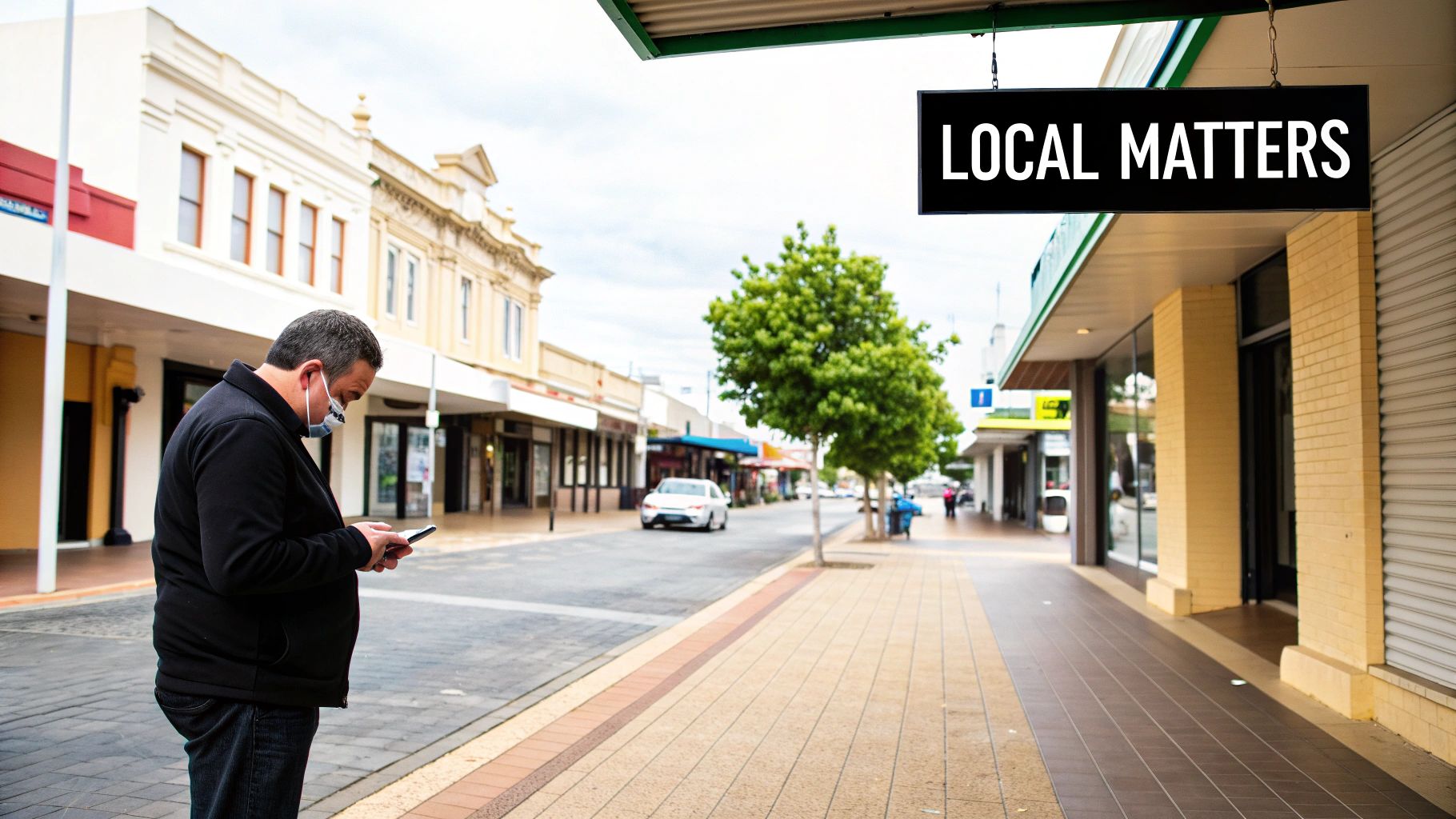 A professional SEO consultant presenting a strategy to a business owner in a modern Adelaide office.