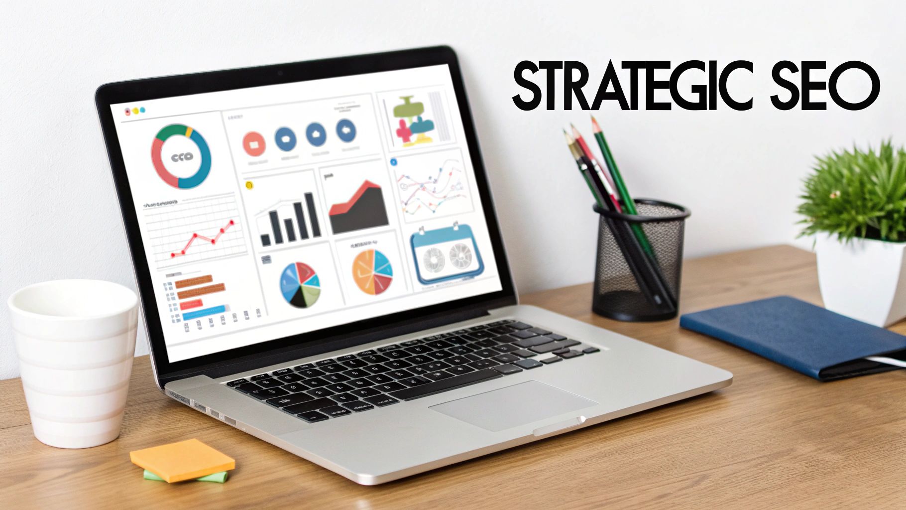 A consultant presenting a digital marketing strategy on a whiteboard during a meeting.