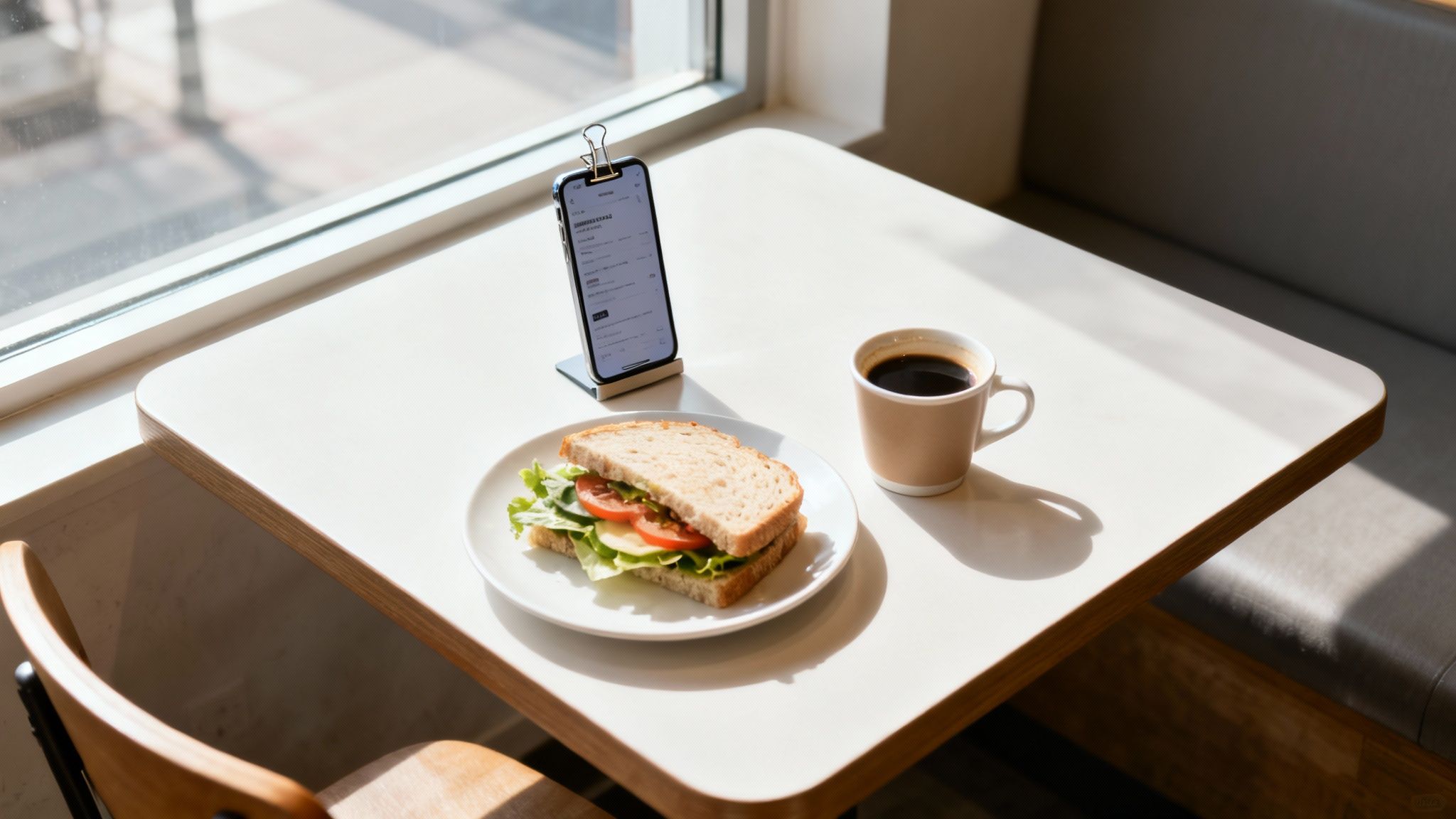 A person on their lunch break scrolling through TikTok