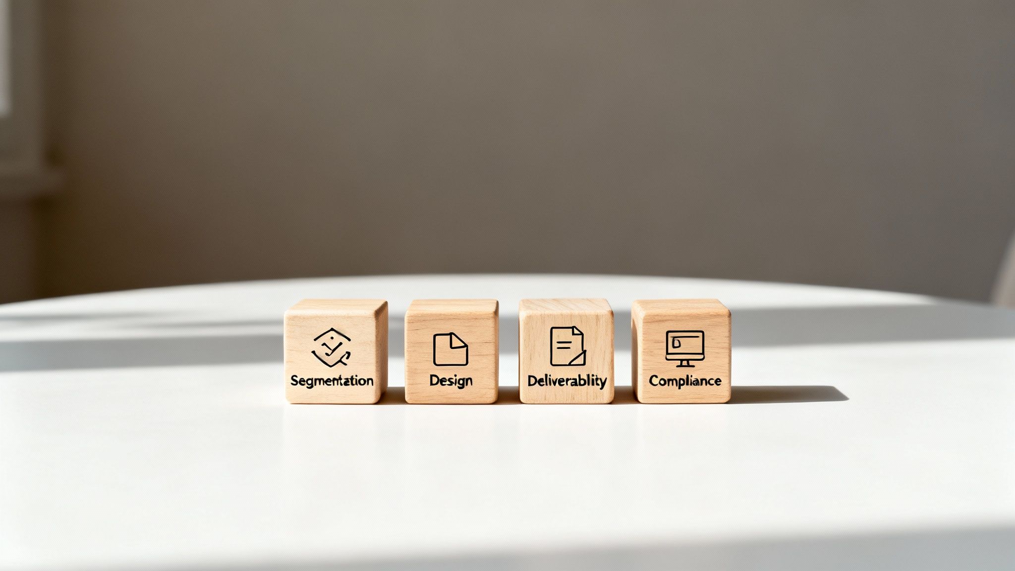 A person at a desk sketching out a four-part diagram, representing the pillars of an EDM campaign.