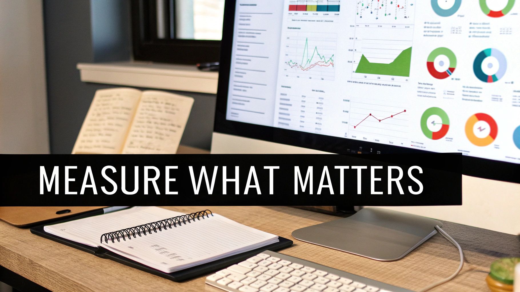 A dashboard showing various business metrics and graphs, representing success measurement.