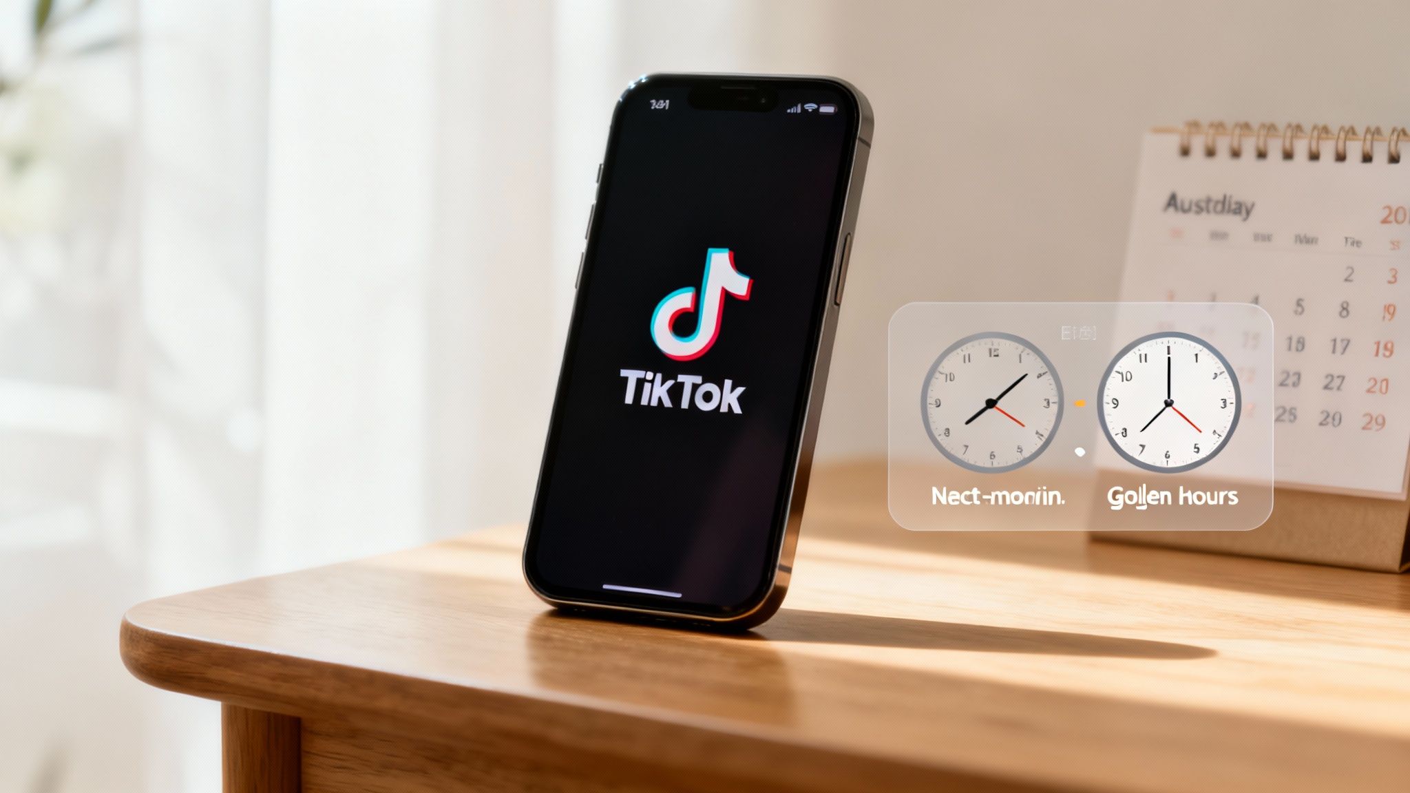 A person scrolling through TikTok on their phone, with a vibrant, colourful background representing the app's dynamic content.