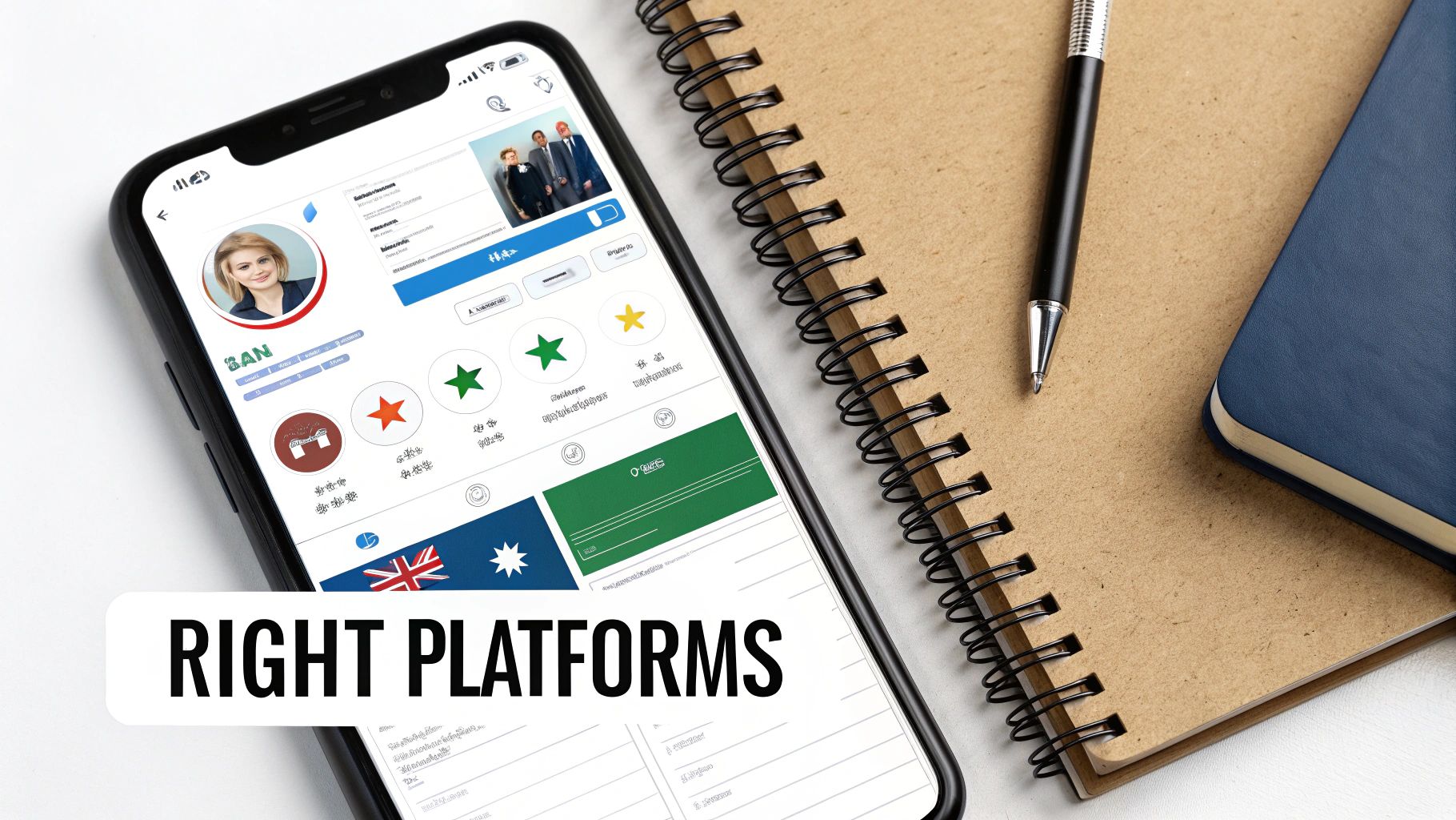 A close-up shot of a person's hands holding a smartphone, scrolling through a vibrant social media feed.