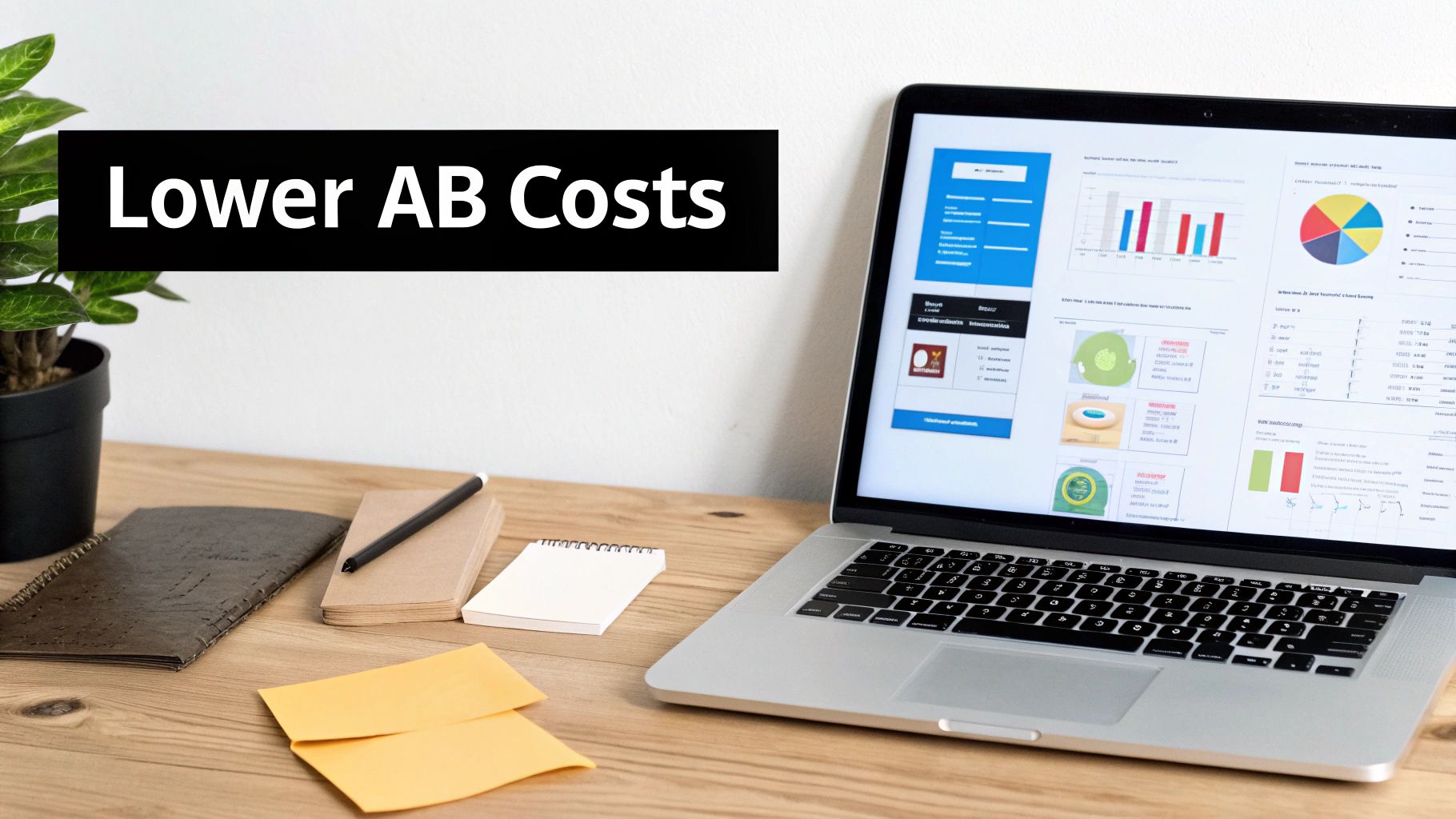 A person analysing graphs and charts on multiple computer screens, representing advertising cost optimisation