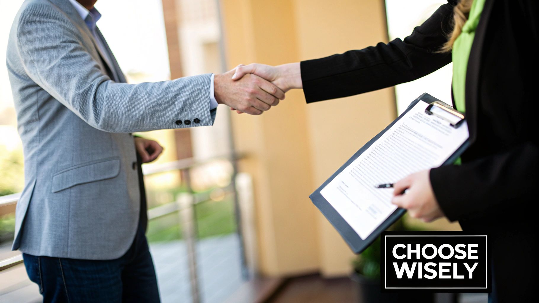 A group of professionals in a bright, modern office reviewing data on a tablet.