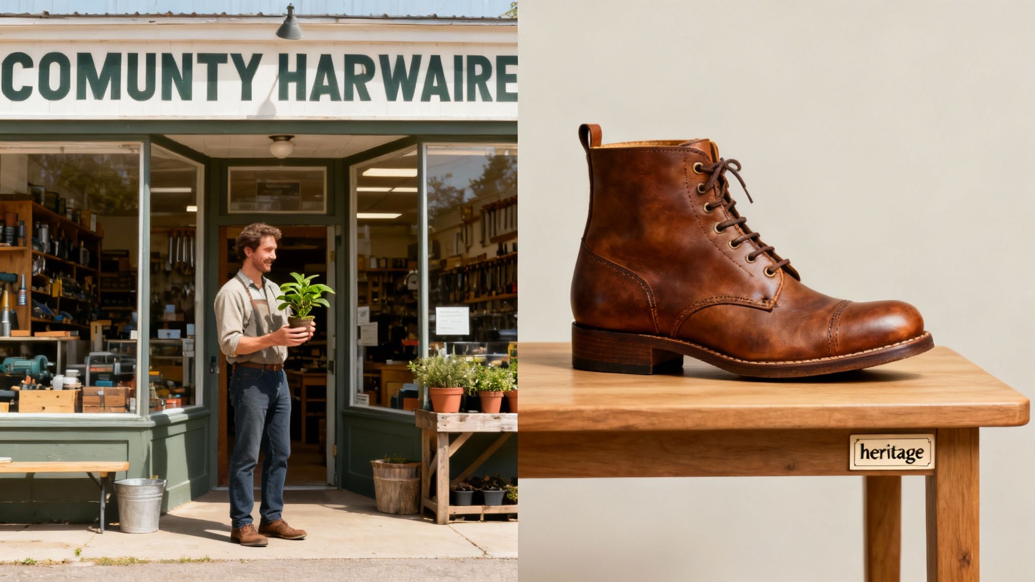 A person wearing brown leather RM Williams boots.