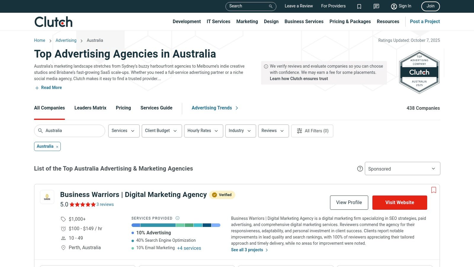 Clutch – Top Advertising Agencies in Australia