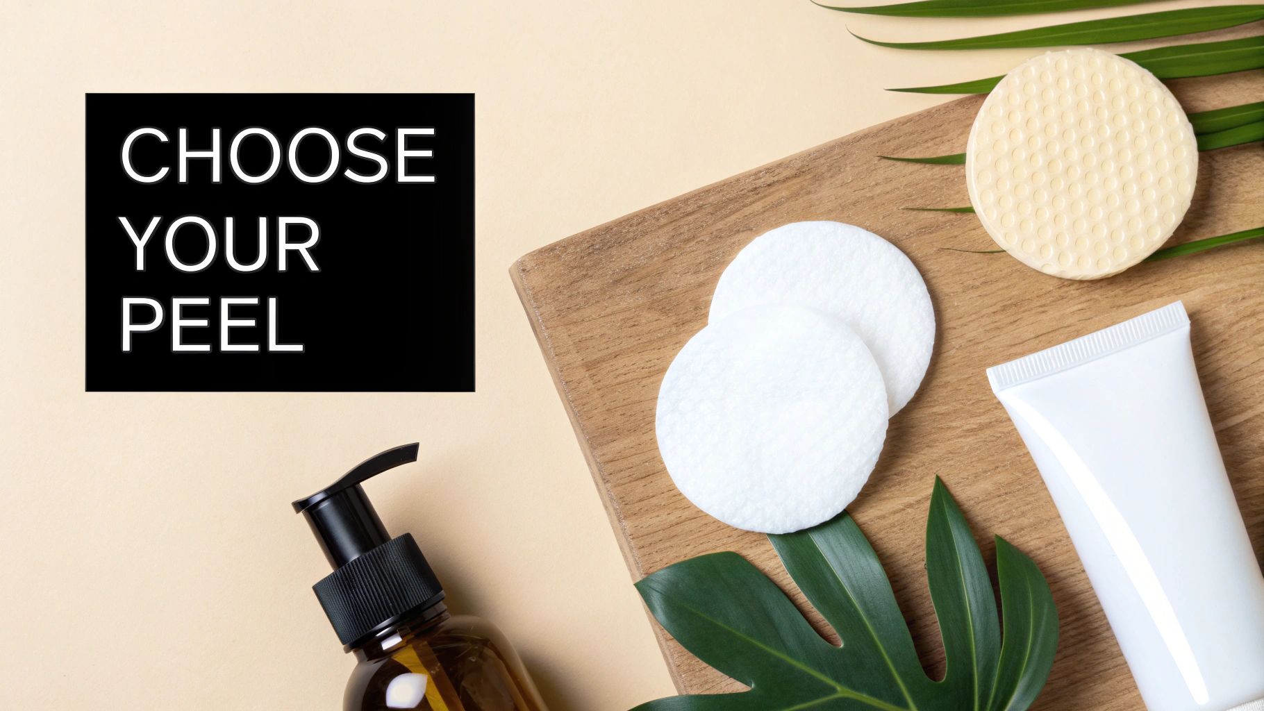 A collection of different skincare bottles and jars arranged neatly, suggesting product choice.