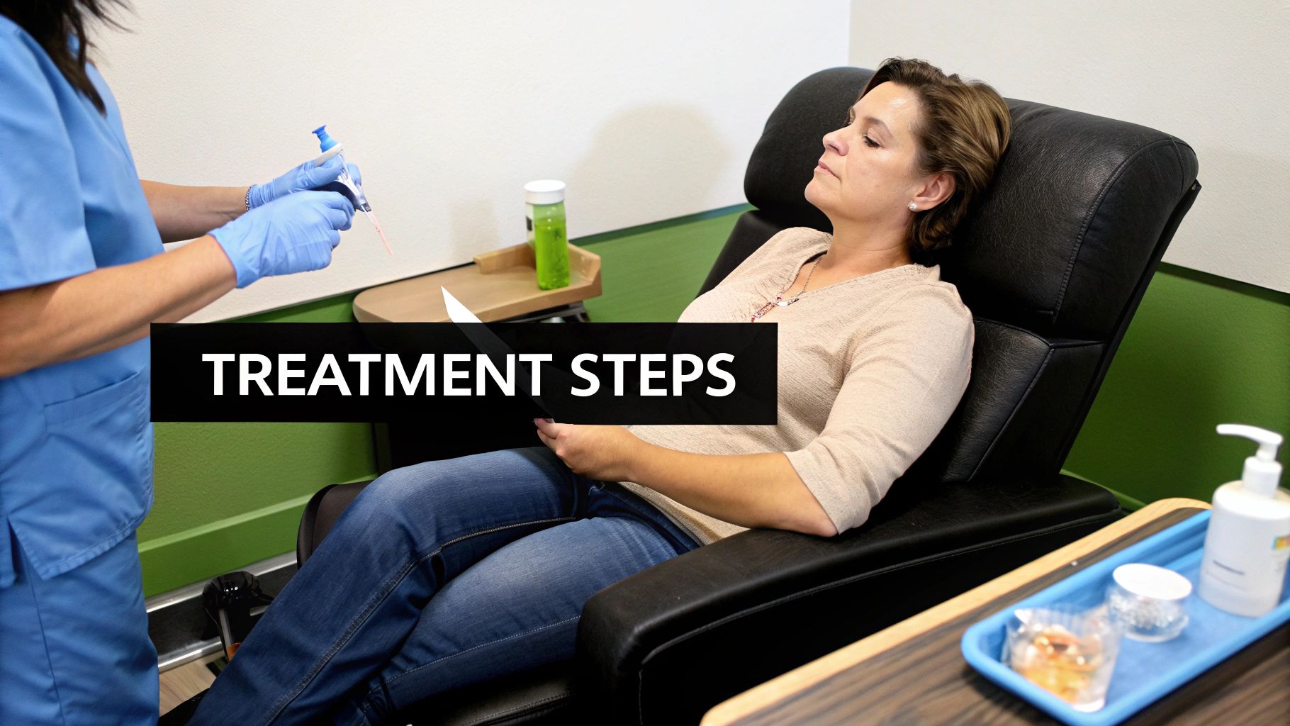 A friendly practitioner consulting with a patient about cheek fillers.