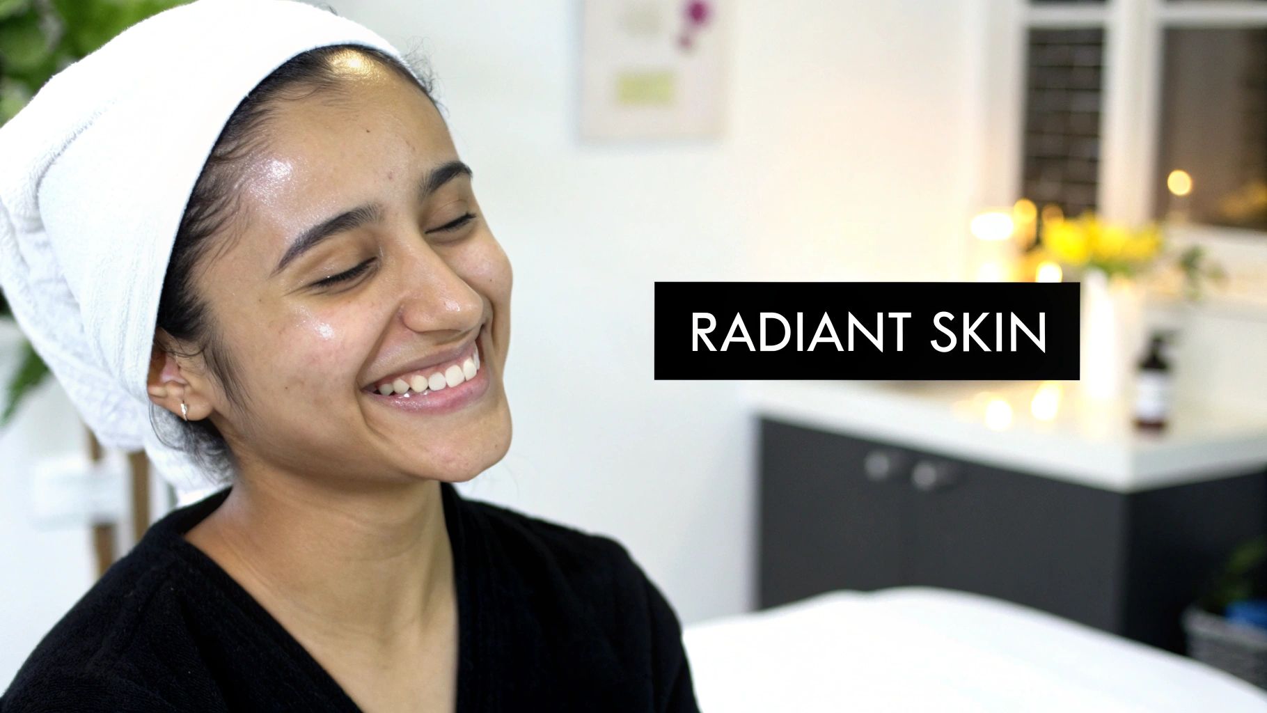 A person receiving a facial treatment in a calm, professional clinic setting