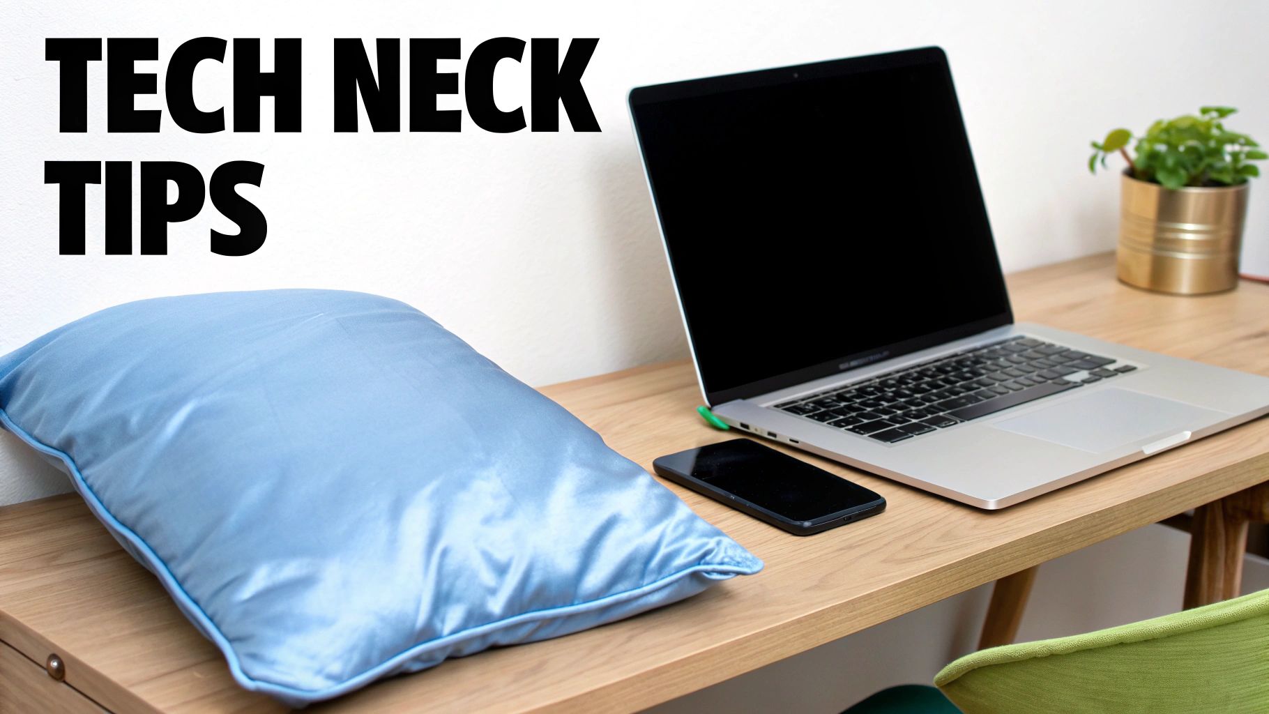 Woman looking thoughtfully at her phone, mindful of her posture