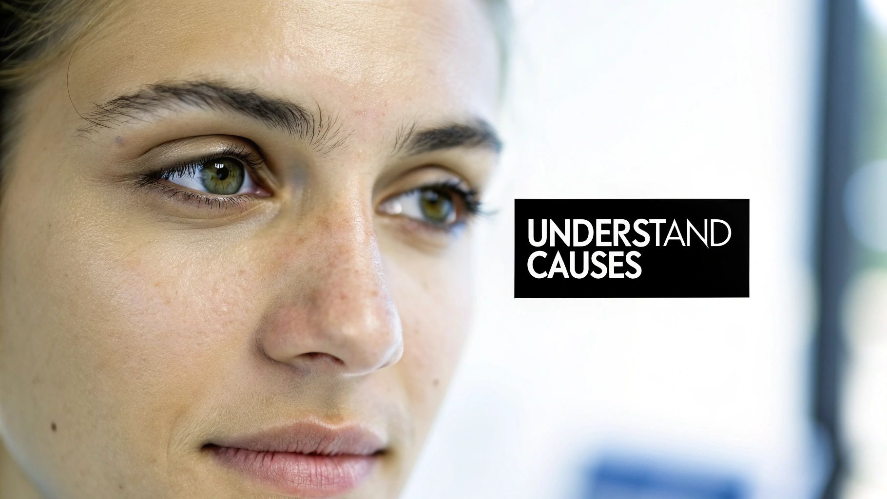 Close-up of person&#39;s face with visible dark circles under eyes seeking understanding of causes