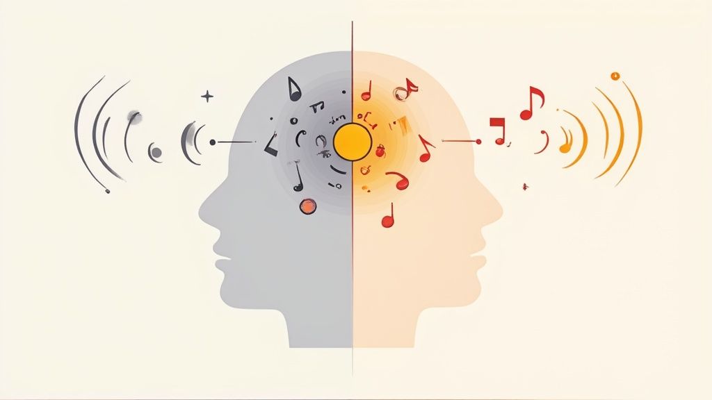 Students listening to a podcast for auditory learning