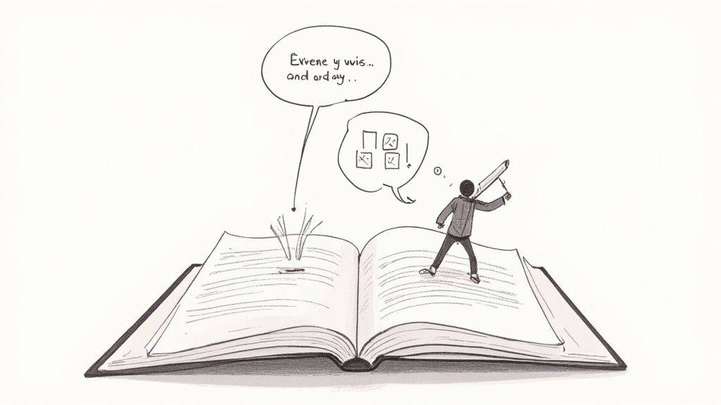 A person highlighting and making notes in a book, showing active engagement with the text.