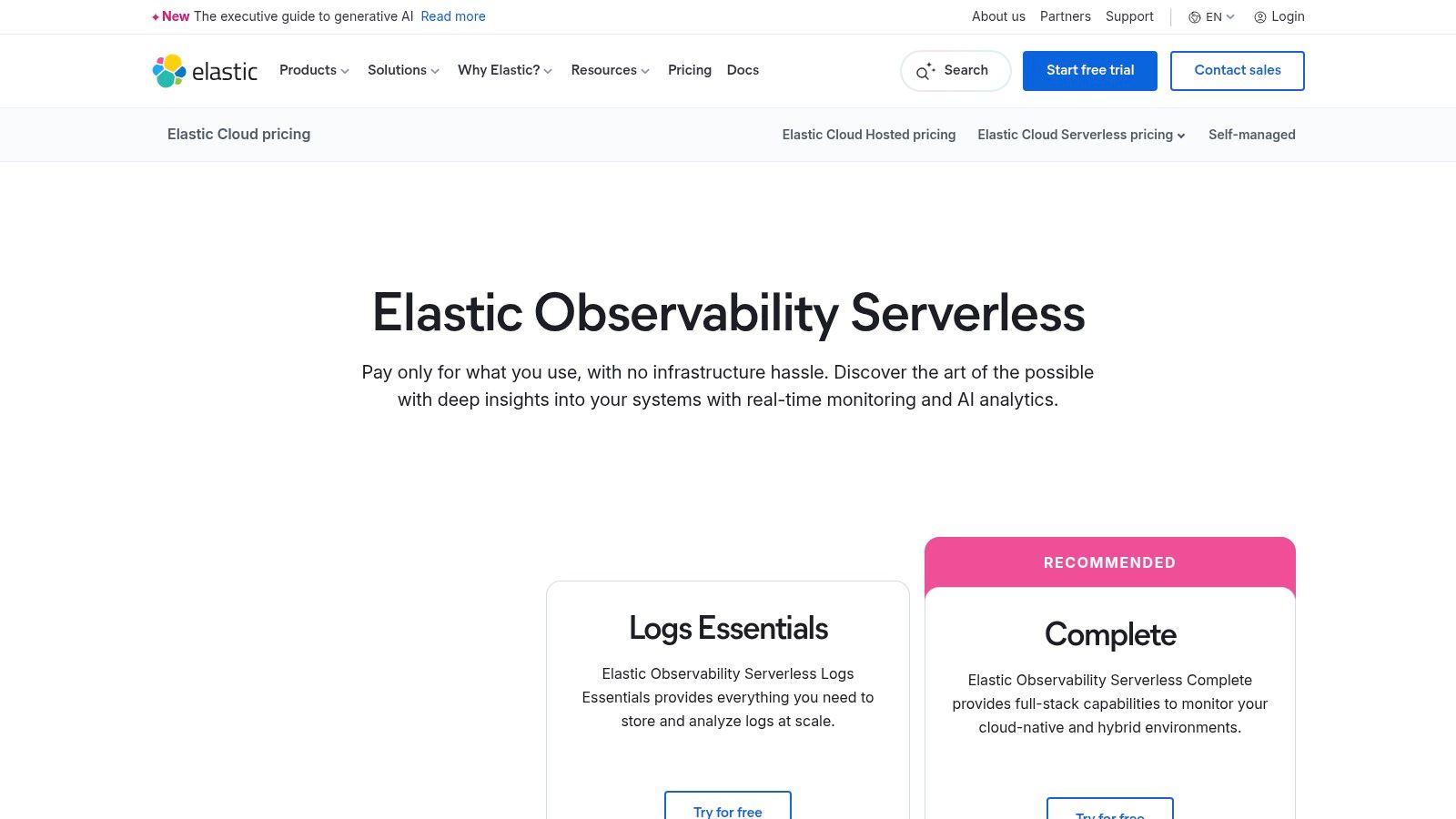 Elastic Observability (Serverless)