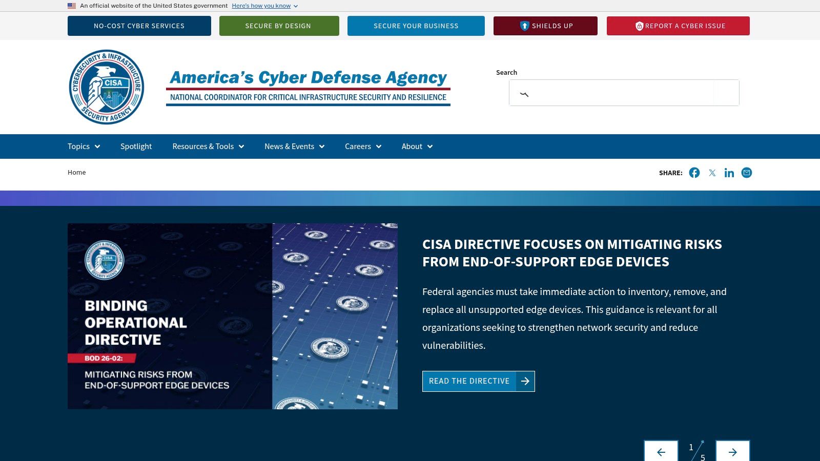 CISA (Cybersecurity & Infrastructure Security Agency) Alerts and Email Updates