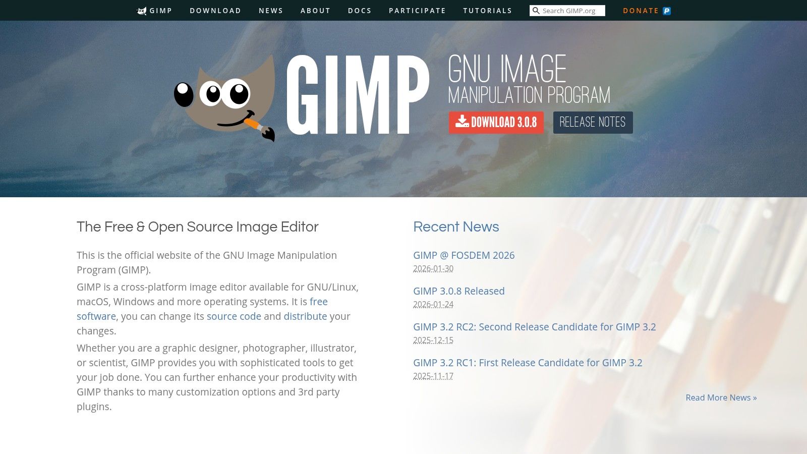 GIMP (GNU Image Manipulation Program) – Official site