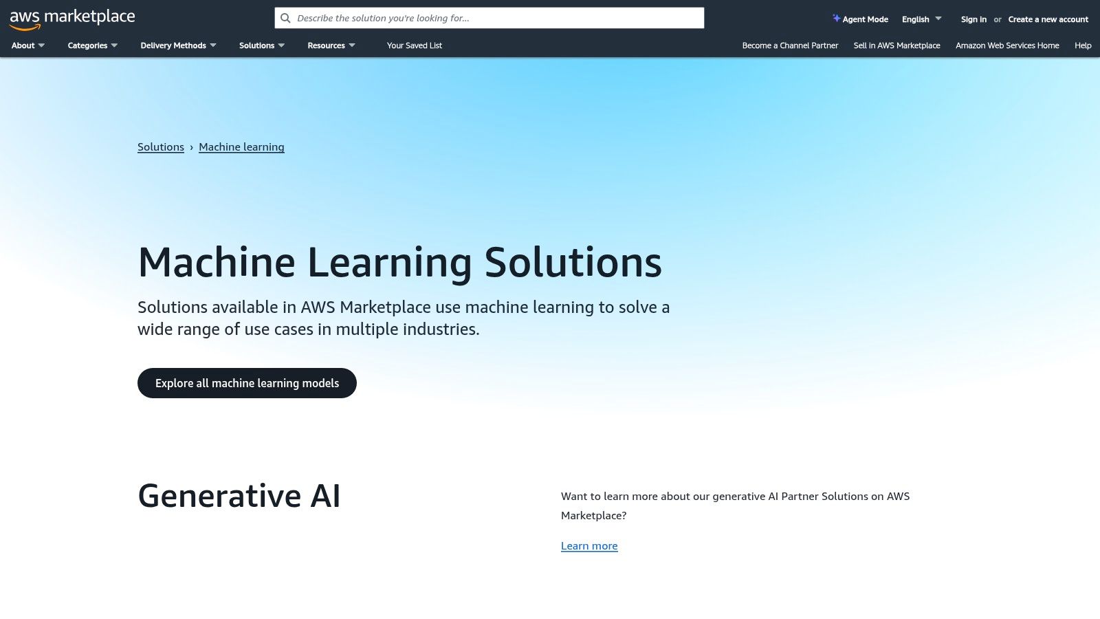 AWS Marketplace – Machine Learning solutions