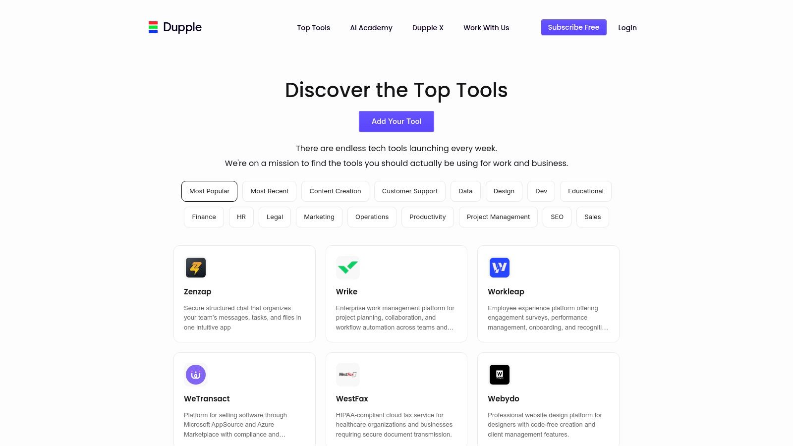 Dupple – Top Tools