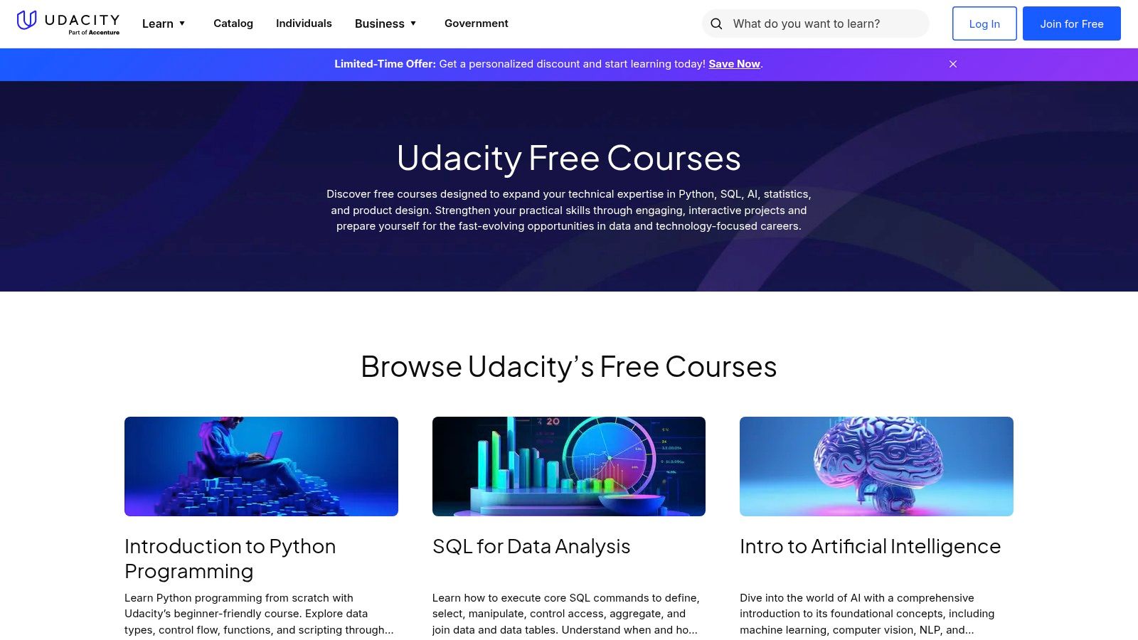 Udacity — Free courses library