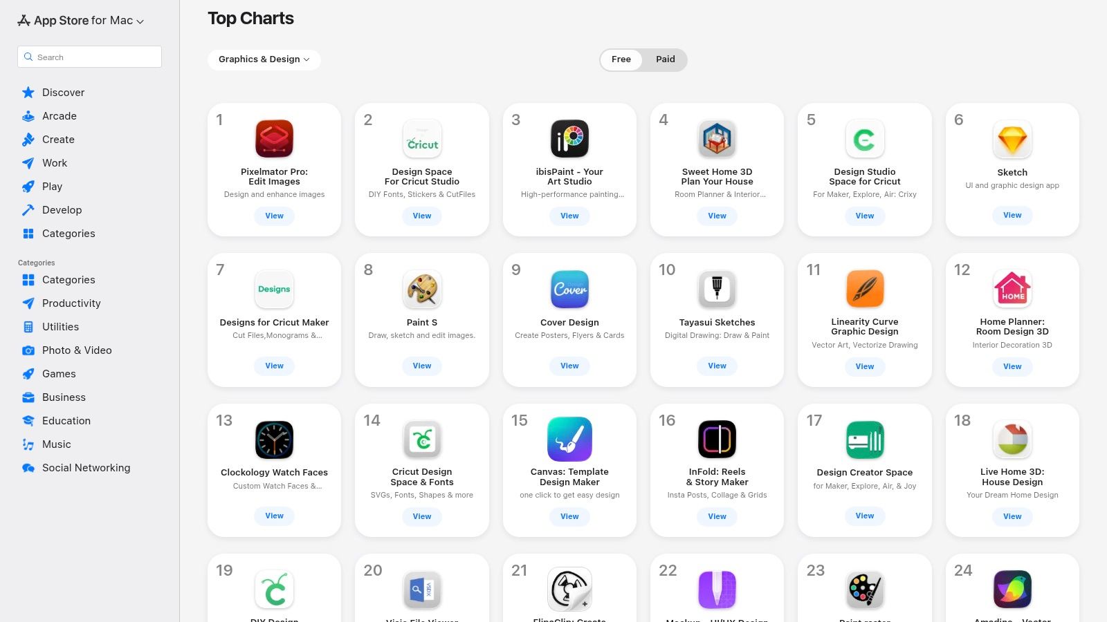 Apple App Store – Mac “Graphics & Design” category