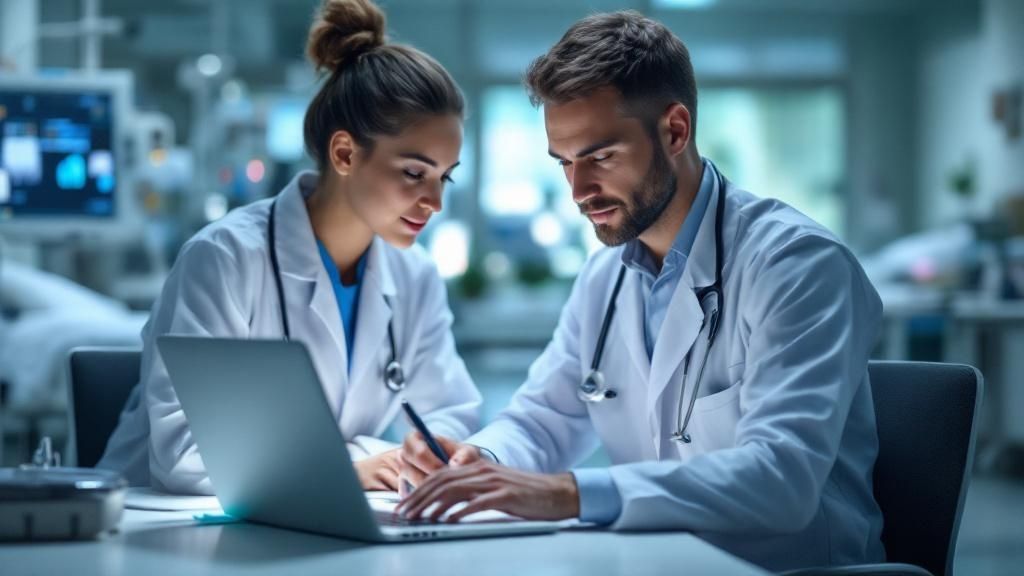 Medical scribes working with a doctor