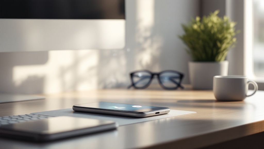 A female doctor discussing patient records on a tablet with a colleague in a bright medical office.