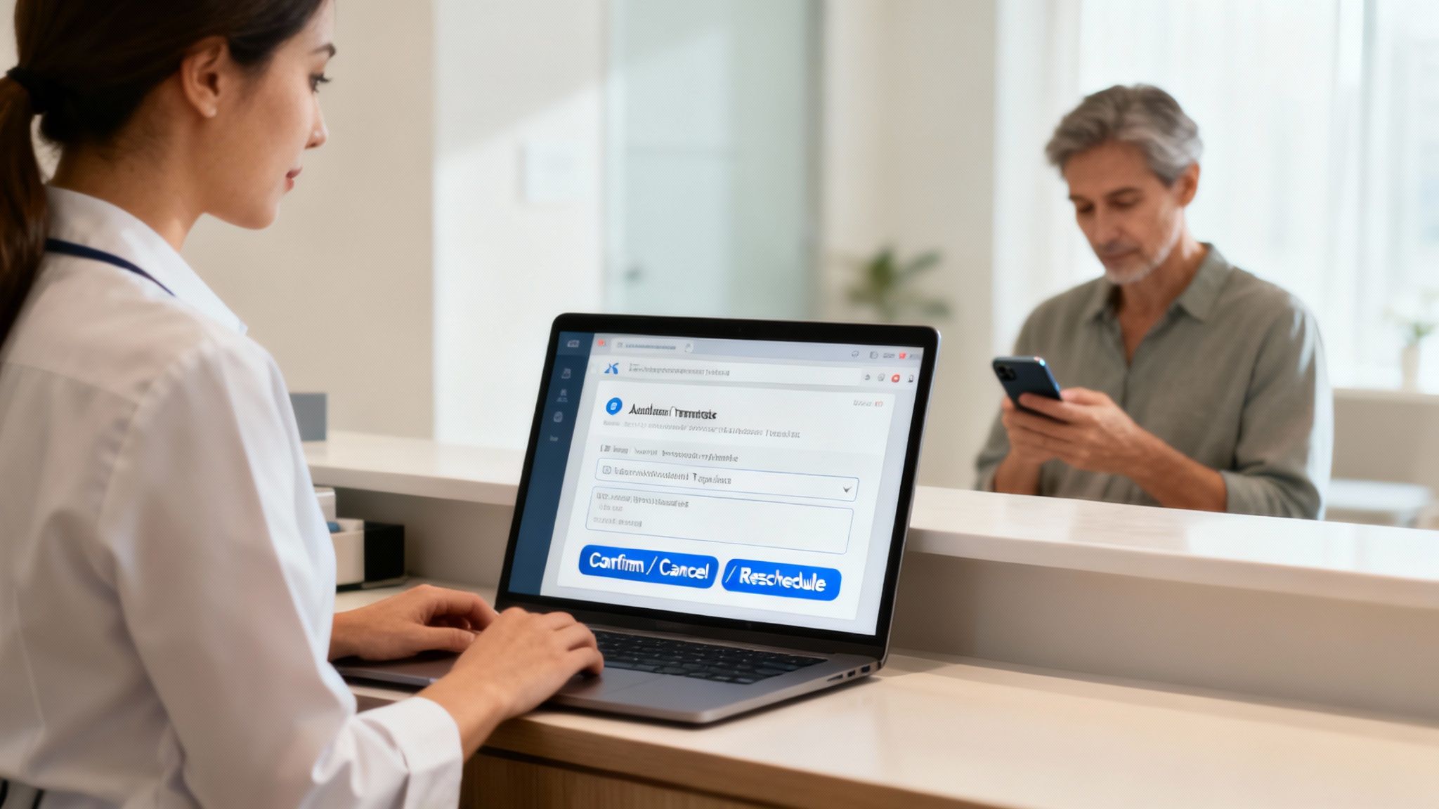 A visual representation of an automated appointment reminder sequence across different devices.