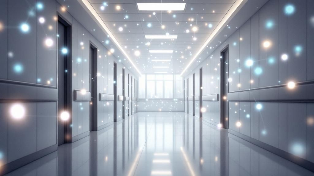 A doctor reviewing patient data on a tablet, symbolizing the seamless flow of information.