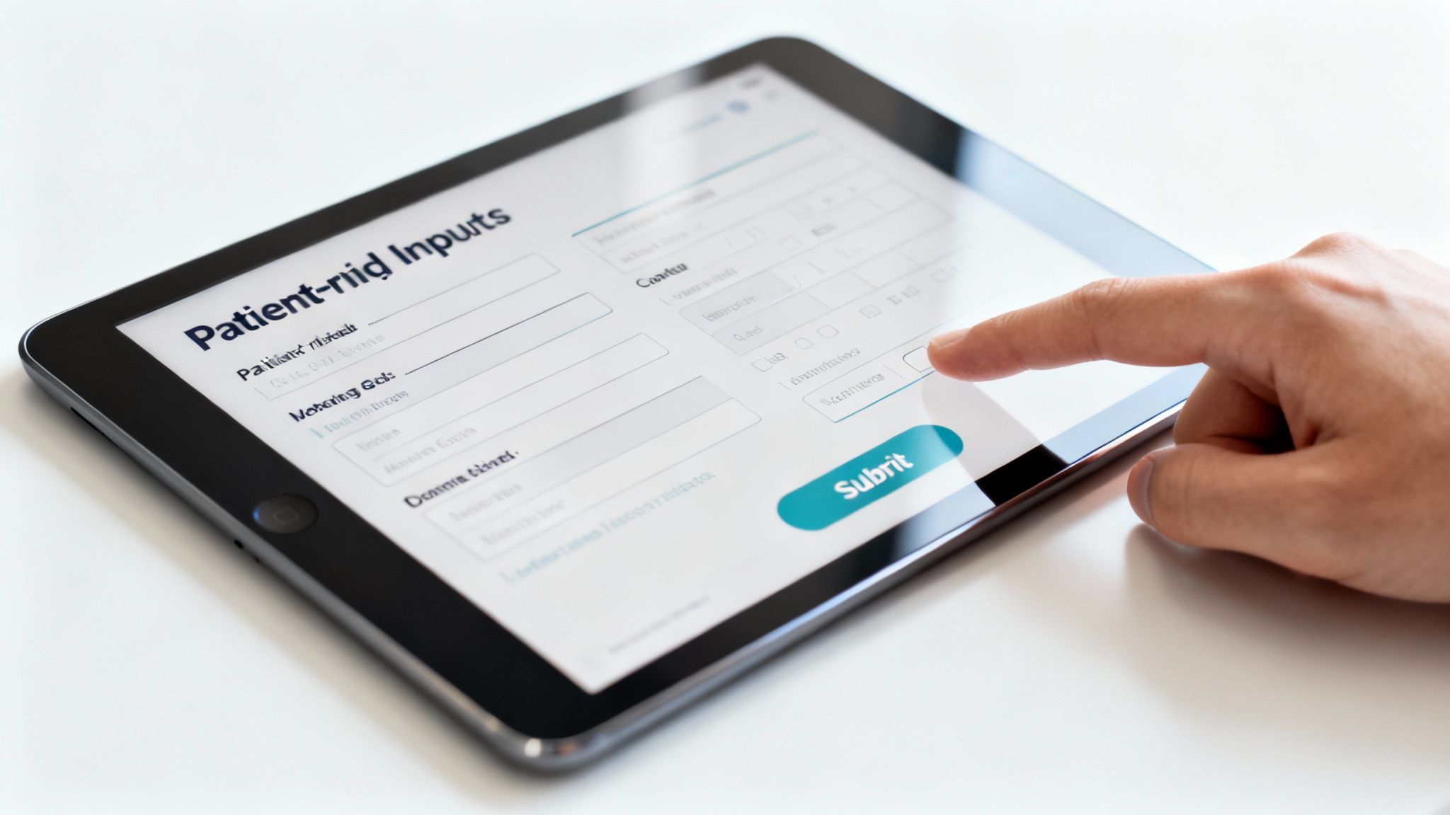 A diverse group of patients in a modern and clean clinic waiting room.