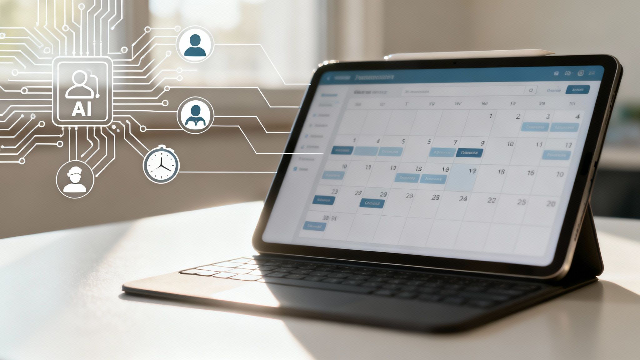 AI-powered automation tools on a computer screen in a healthcare setting.