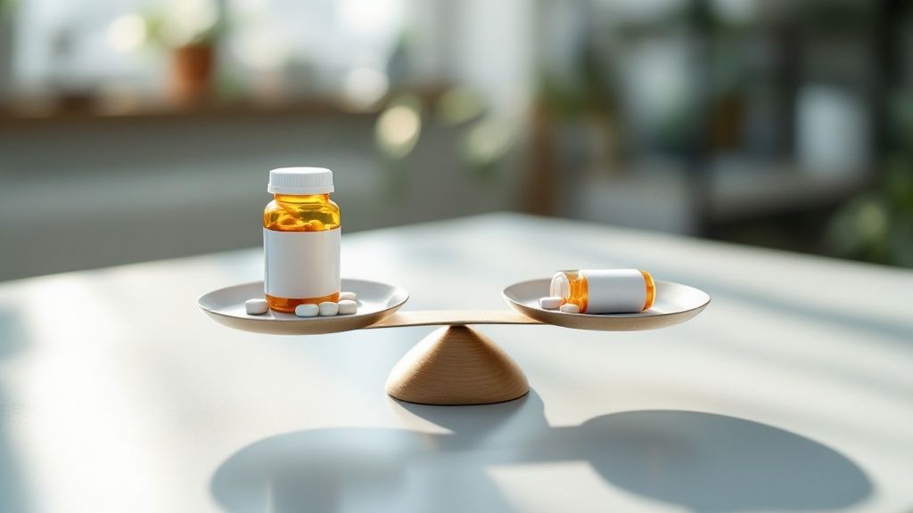 A healthcare professional looking thoughtful while reviewing a complex patient chart, indicating a challenge.