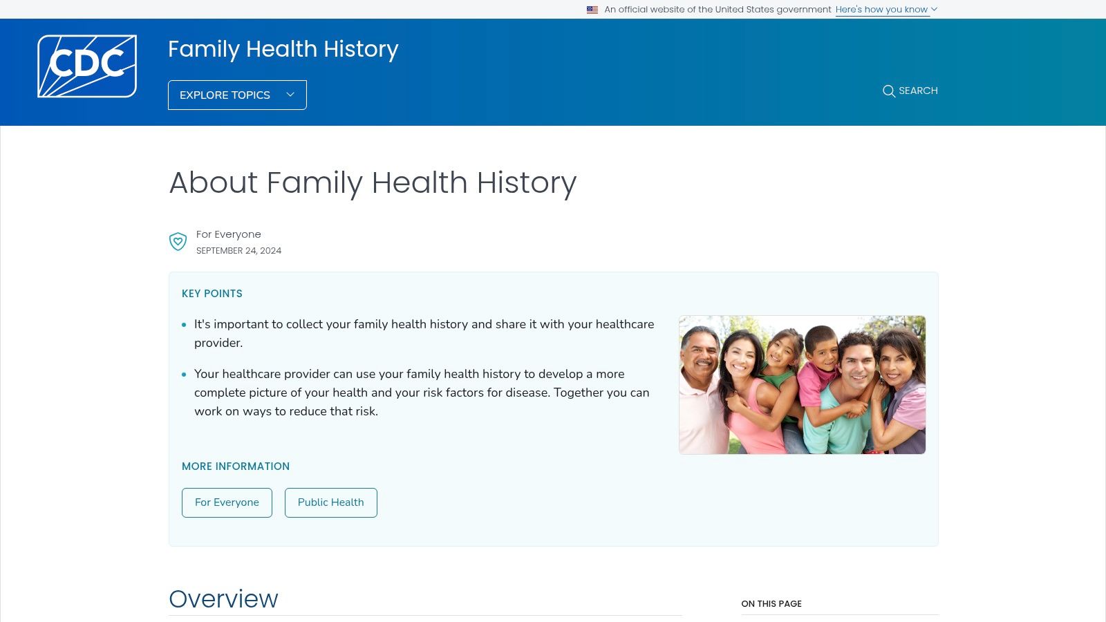 CDC’s My Family Health Portrait