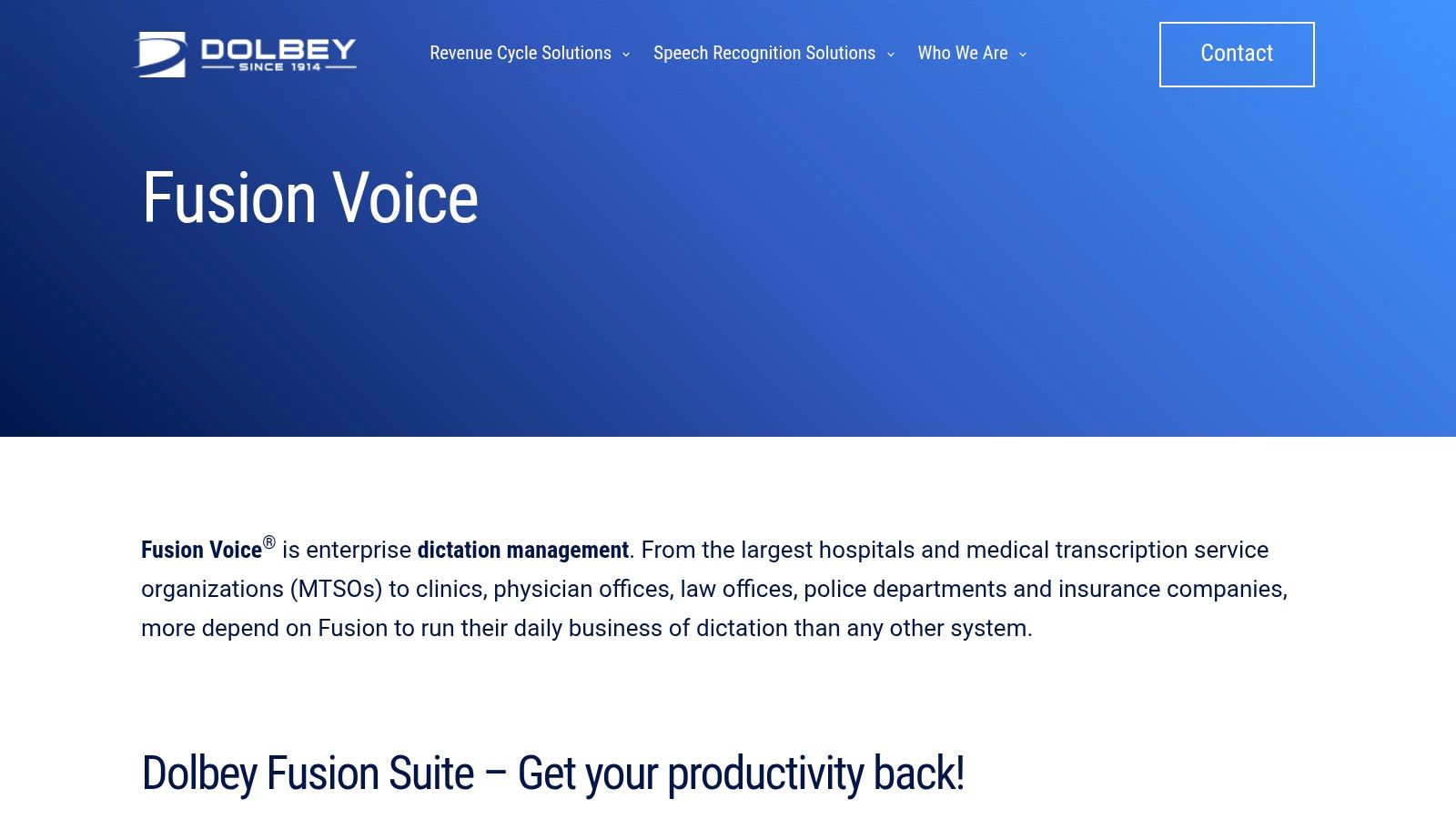 Dolbey Systems (Fusion Voice / Fusion Text)
