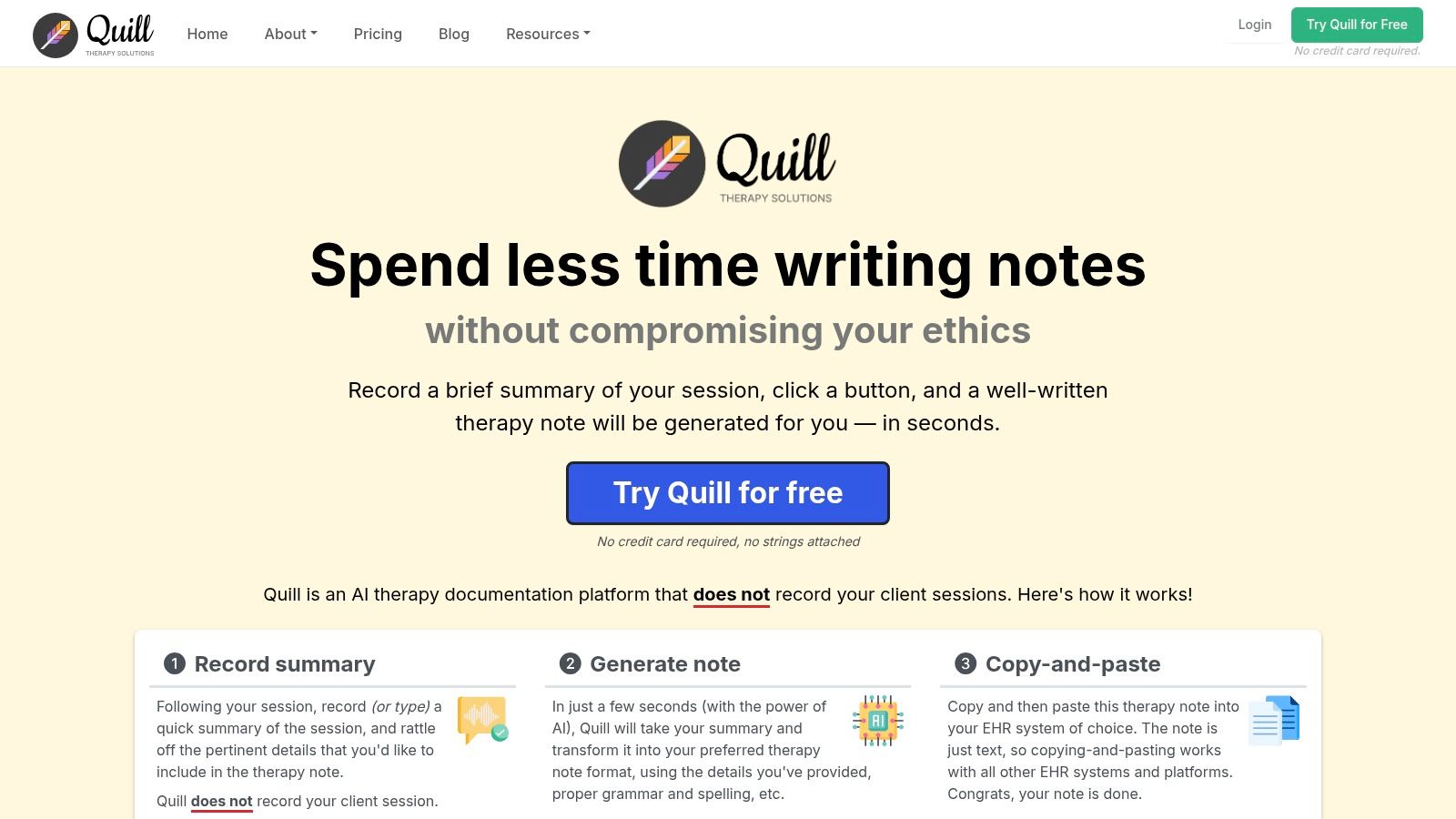 Quill Therapy Notes