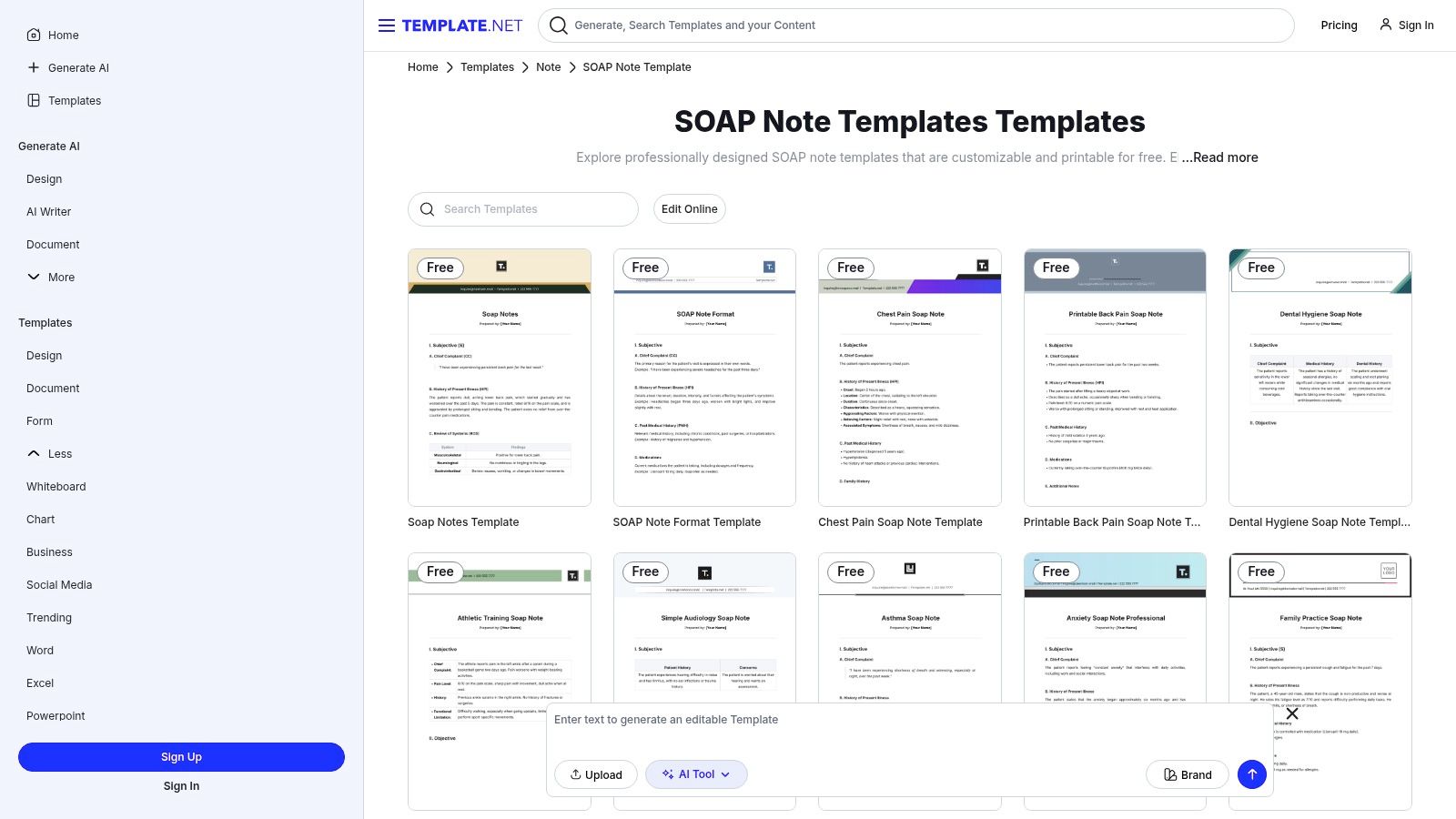 Template.net's SOAP Note Templates