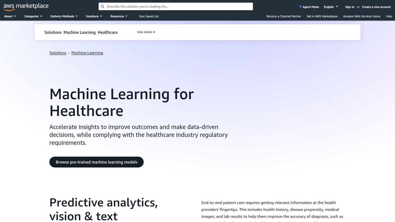 AWS Marketplace – Healthcare and Machine Learning
