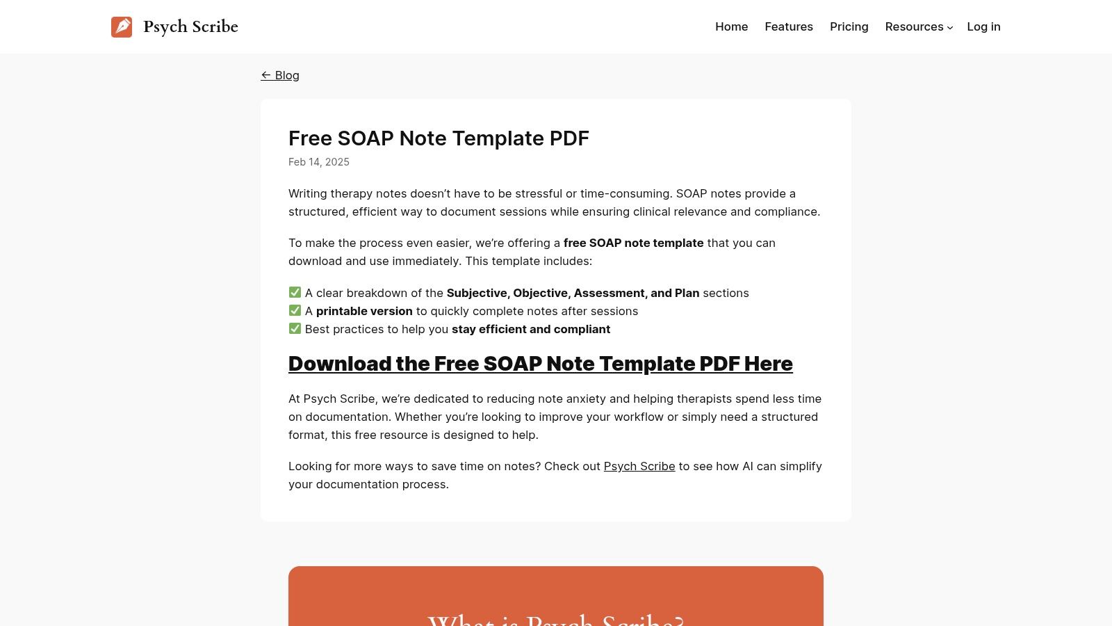 Psych Scribe's Free SOAP Note Template PDF