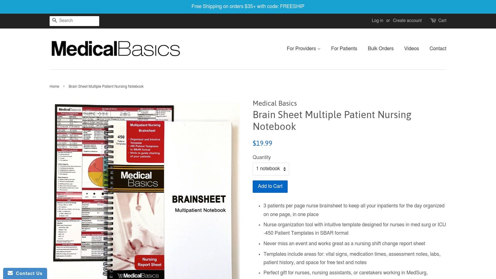 Medical Basics – Physical Nurse Report/Brain Sheet Notebooks