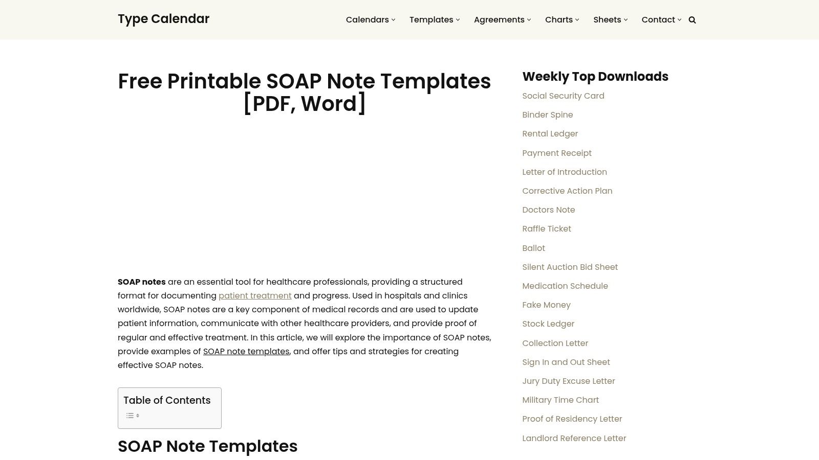 TypeCalendar's Free Printable SOAP Note Templates