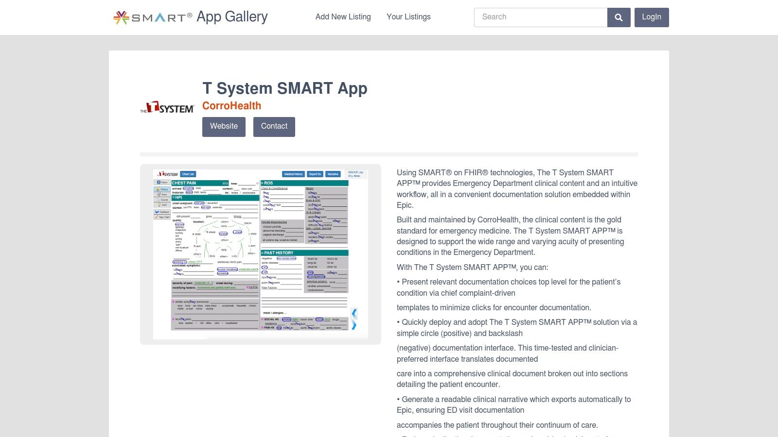 CorroHealth — T System SMART App (ED templates)