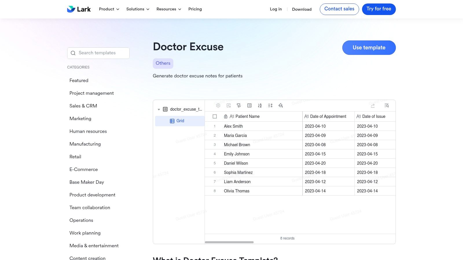 Lark Templates (Lark Suite)