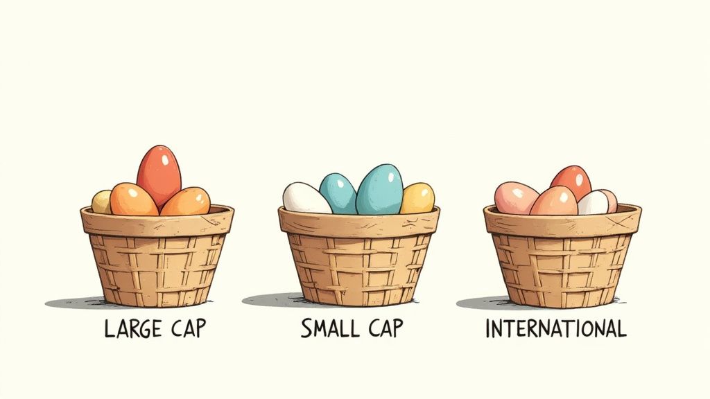 A diverse group of puzzle pieces fitting together, symbolizing how different investments combine to form a strong, complete portfolio.
