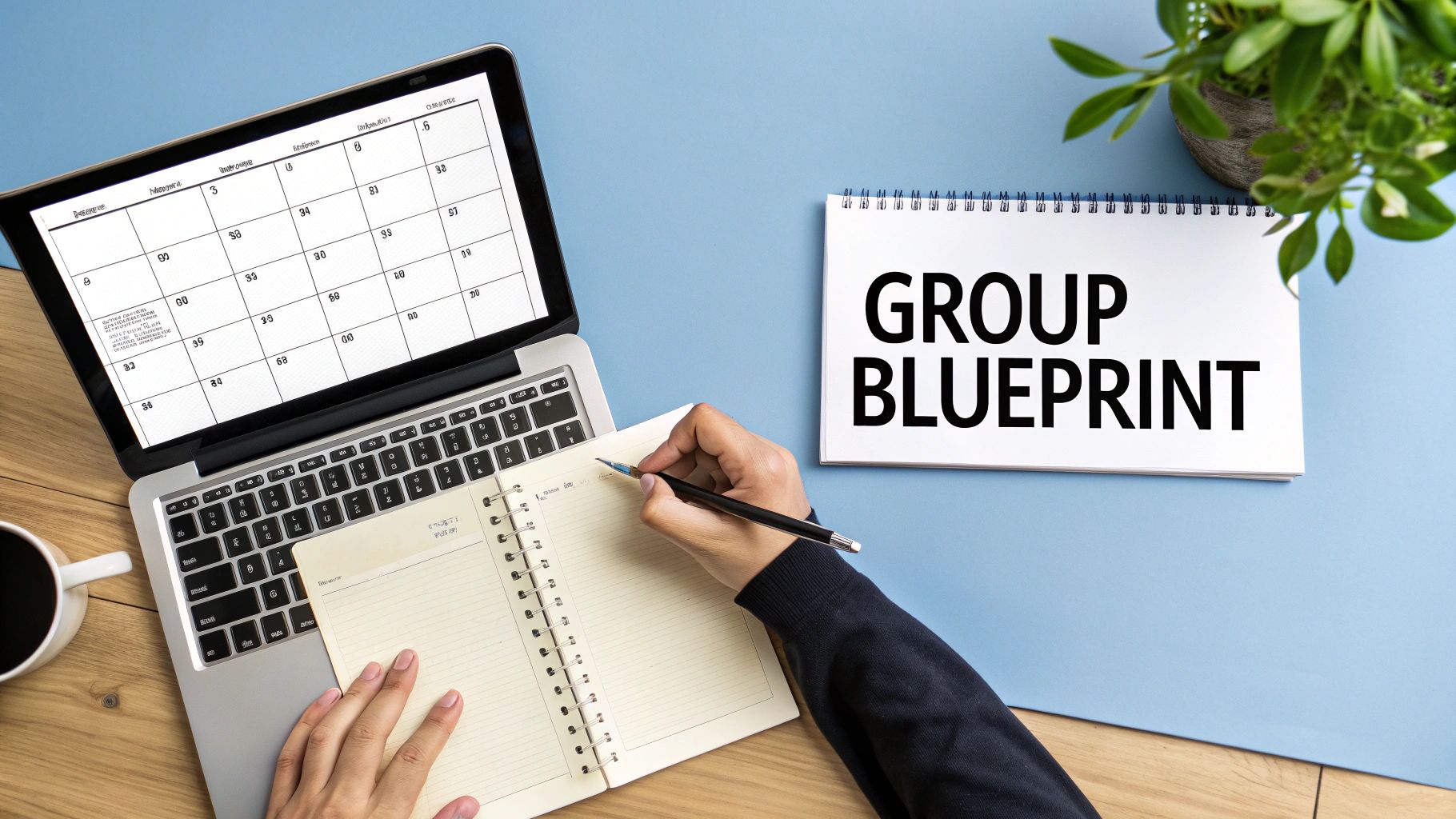 A person strategizing their Facebook Group marketing plan on a whiteboard.