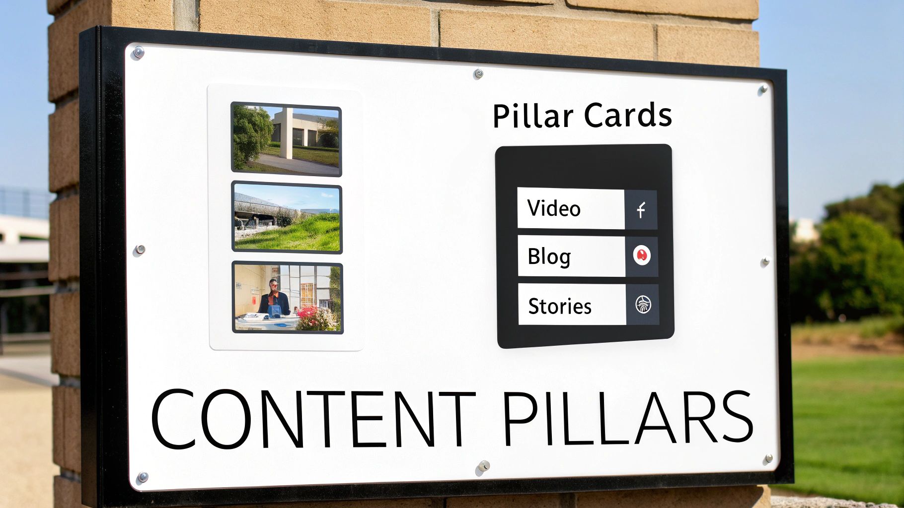 A person working on a content calendar with sticky notes on a glass wall