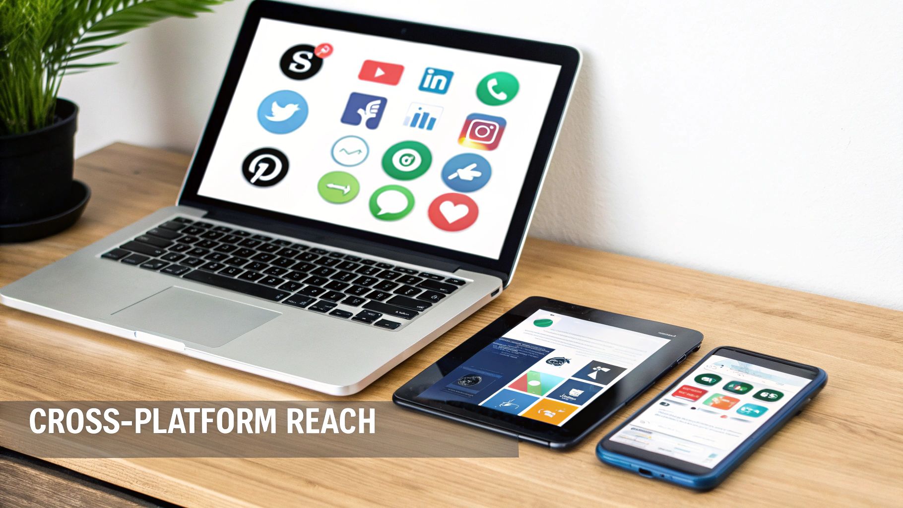 A graphic illustrating various digital channels like social media, email, and websites connected to a central brand strategy.