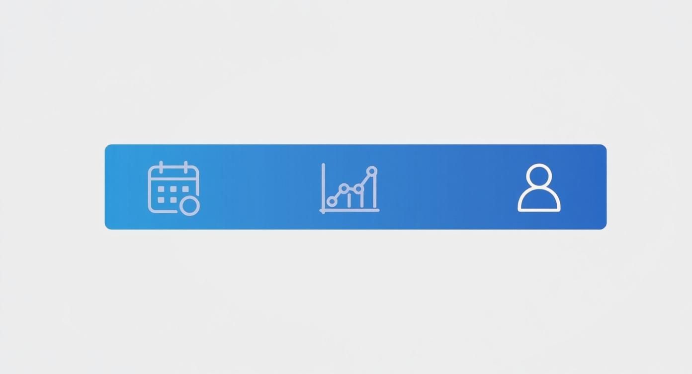 Infographic summarizing key tool criteria for scheduling, analytics, and collaboration.